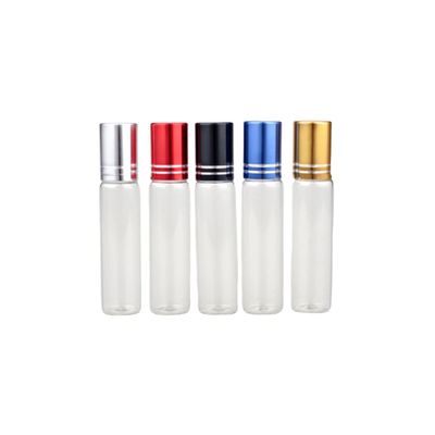 MOBUTOFU 5Pcs 10Ml Glass Roller Ball Bottles Essential Oil Refillable Subpackaging Containers with Frosted Finish for Travel and Cosmetic Use