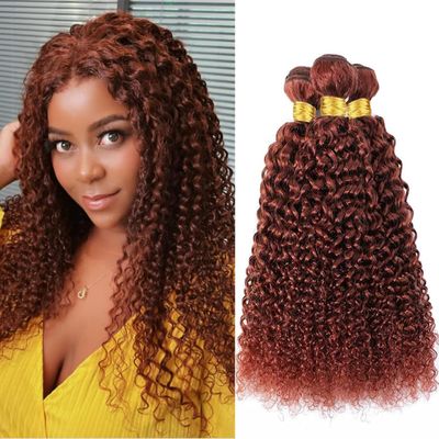 #33 Reddish Brown Jerry Curly Bundles Human Hair 3 Bundles,18 20 22 In 300g