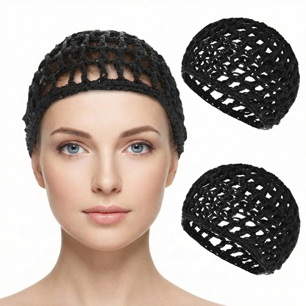 2Pcs Hair Nets For Sleeping Women Shower CapsMesh Crochet Hair Wrap Wig Grip Cap Soft Knit Weave Snood Hat Reusable Breathable Bonnets Hairnet for WomenSuitable for Long Curly Hair