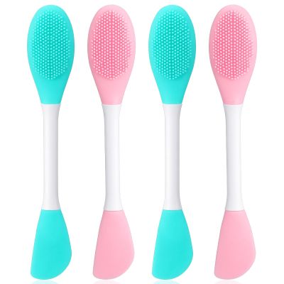 2 in Silicone Face Scrubber Pore Brushs 4 PCS Facial Cleansing Brush Face Scrub Brush for Exfoliating Massaging Remove Blackheads Applicator for Mud Makeup Skincare Removal Body Lotion DIY Mask Clay