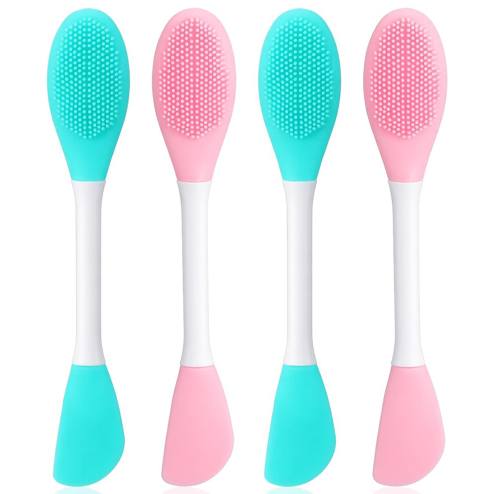 2 in Silicone Face Scrubber Pore Brushs 4 PCS Facial Cleansing Brush Face Scrub Brush for Exfoliating Massaging Remove Blackheads Applicator for Mud Makeup Skincare Removal Body Lotion DIY Mask Clay