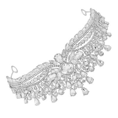 SOIMISS Bridal Rhinestone Crown Headband Silver Sparkling Wedding Tiara for Bride Bridal Hair Accessories Elegant Wedding Headpiece for Adult Birthday Celebration