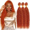#350 Orange Kinky Curly Human Hair Bundles 14 16 18 Inch Hair Extensions view 1