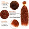 #350 Orange Kinky Curly Human Hair Bundles 14 16 18 Inch Hair Extensions view 2