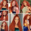 #350 Orange Kinky Curly Human Hair Bundles 14 16 18 Inch Hair Extensions view 3