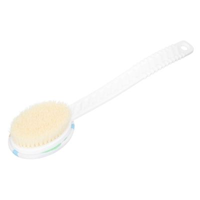 MUSISALY Long Handle Bath Brush Double-Headed Soft Bristle Back Scrubber Exfoliating Body Massage Brush for Shower and Bath, Apricot Color, Suitable for Daily Bathing Care