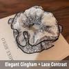 Gsohyim Soft Large Scrunchies for Women: Oversized Gingham & Lace Hair Ties - Extra Big Hair Scrunchies for Thick Curly Long Hair - Lace Elastic Ponytail Holders 2Packs view 2