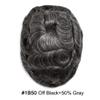 Right Hair Fine Mono Lace Mens Toupee Human Hair Poly Coat Natural Mens Hair Piece Lightweight Hair System for Men Monofilament Wig 7"x10" #1B50 Off Black+50% Grey view 2