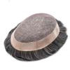 Right Hair Fine Mono Lace Mens Toupee Human Hair Poly Coat Natural Mens Hair Piece Lightweight Hair System for Men Monofilament Wig 7"x10" #1B50 Off Black+50% Grey view 3