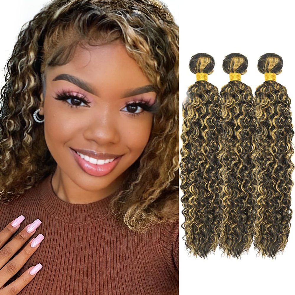 Human Hair Bundles 10 12 14 Inch P1B/27 Black/Honey Jerry Curly Bundle,300G