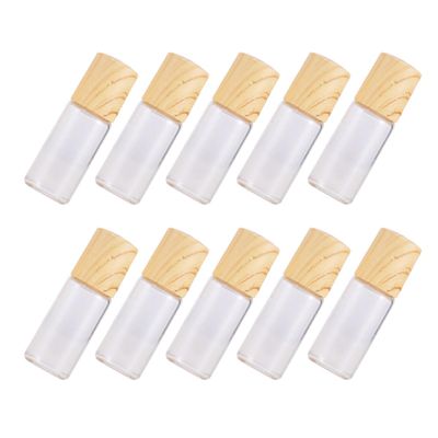 Cabilock 10pcs 3Ml Glass Perfume Bottles with Wood Grain Caps Refillable Essential Oil Roller Bottles with Steel Balls for Aromatherapy and Travel
