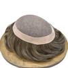 Right Hair Fine Mono Lace Mens Toupee Human Hair Poly Coat Natural Mens Hair Piece Lightweight Hair System for Men Monofilament Wig 8"x10" #550 Medium Light Brown+50% Grey view 3