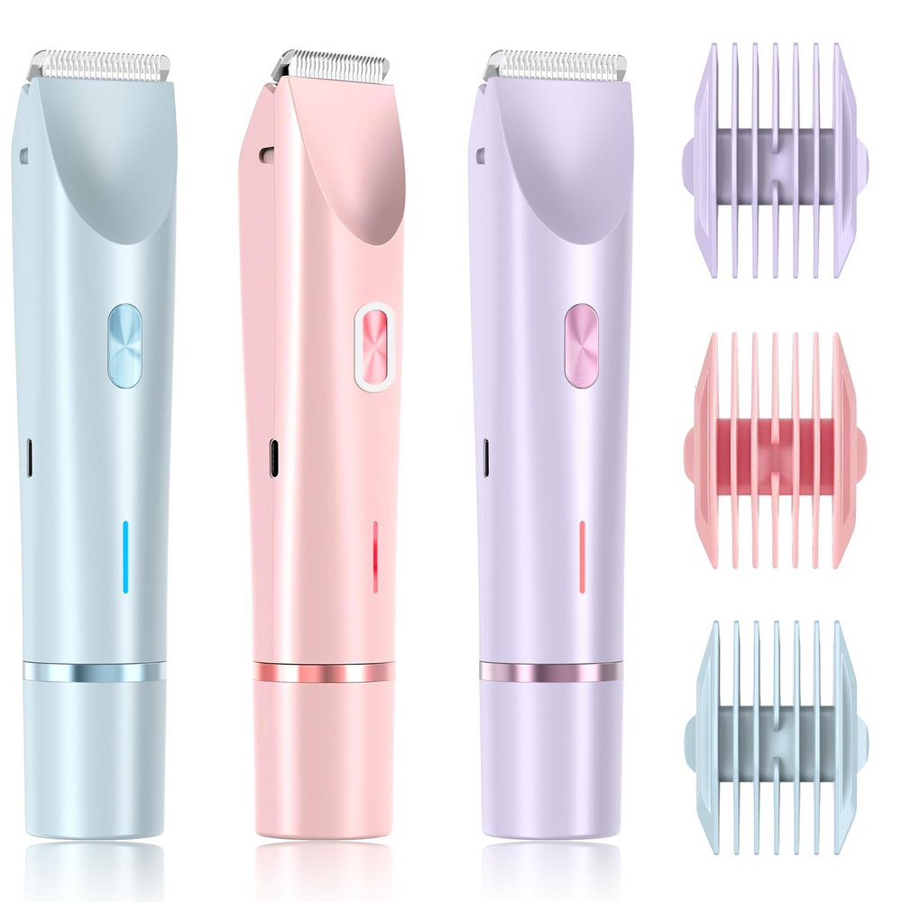 Dermave Shaver Bikini Shaver - Trimmer 2.0 for Women, 2 in 1 Electric Dual Head Razors, Ipx7 Waterproof, USB Charging, Painless Hair Removal for Private Area/Facial/Pubic/Hair Body (Mix)