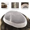 Right Hair Fine Mono Lace Mens Toupee Human Hair Poly Coat Natural Mens Hair Piece Lightweight Hair System for Men Monofilament Wig 6"x8" #7 Very Light Brown view 3