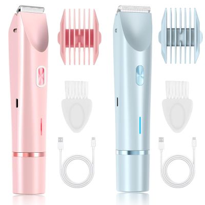 Dermave Shaver Bikini Shaver - Trimmer 2.0 for Women, 2 in 1 Electric Dual Head Razors, Ipx7 Waterproof, USB Charging, Painless Hair Removal for Private Area/Facial/Pubic/Hair Body (Pink+Blue)