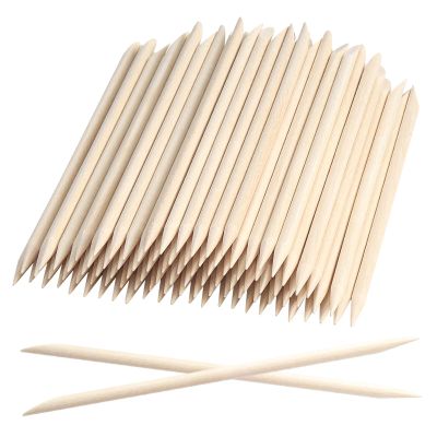100 Pcs Wooden Sticks for Nails, 4.5 Inch Double Sided Wood Cuticle Pusher Tool Disposable Wood Nail Stick