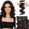 Hairro Body Wave Hair Extensions Clip Ins Real Human Hair 6PCS Remy Mini Short Clip On Hairpin Hairpieces For Women 40g 16 Inch #2R Dark Brown view 1