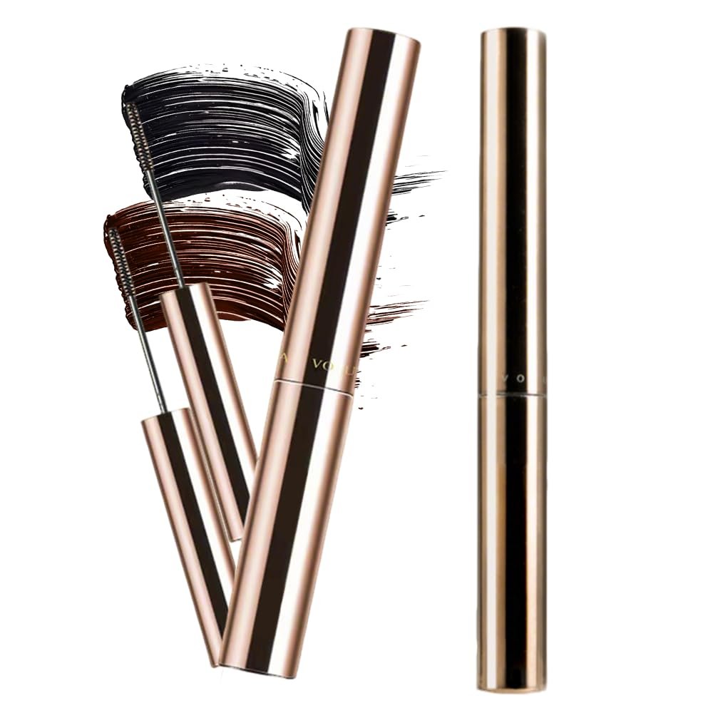 Ultra-Fine Lengthening Waterproof Quick-Dry Mascara, 2026 New Waterproof Quick Drying Curling Mascara, Iron Wand Tubing Mascara 3D Curling Eyelash Long Lasting Smudge Proof No Clumping (Black+Brown)