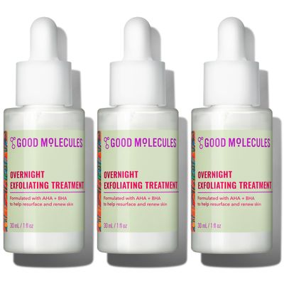 Good Molecules Overnight Exfoliating Treatment, AHA BHA, Pack of 3