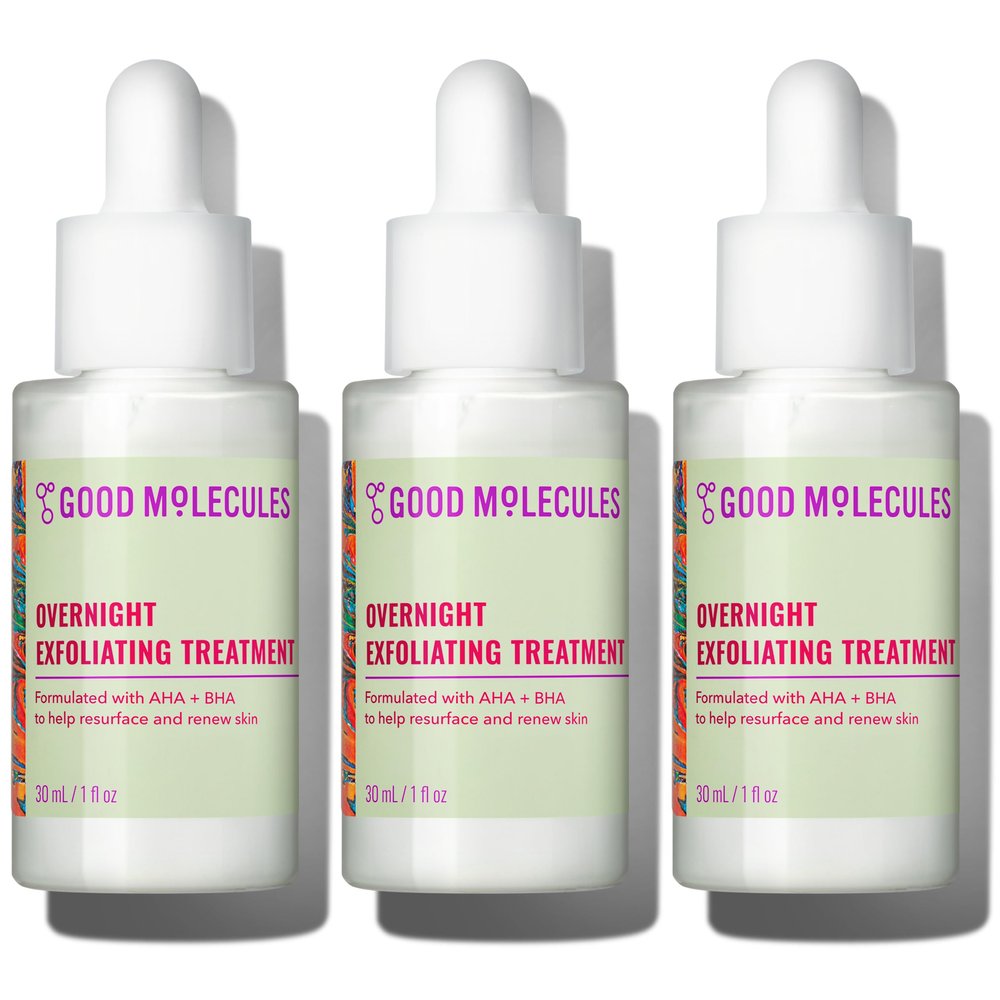 Good Molecules Overnight Exfoliating Treatment, AHA BHA, Pack of 3