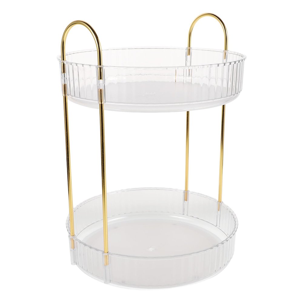 TOBBOMEY Rotating 2-Tier Makeup Organizer and Skincare Storage Rack, High Capacity Cosmetic Holder for Bathroom Vanity Countertop, Perfume Display Stand for Women