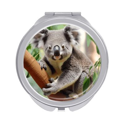 RLDOBOFE Travel Cute Koala Makeup Mirror Round Compact Pocket Mirror 2X /1x Magnifying Small Metal Foldable Handheld Portable Cosmetic Mirrors Unique Gift for Women Mother