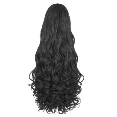 Ponytail Extension Drawstring Ponytail for Black Women, Afro Kinky Curly Ponytails Synthetic Hair Extensions, Human Hair Feeling Pony Tails Hairpiece for Daily Use (Black, Curly Ends-1-24Inch)