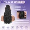 Ponytail Extension Drawstring Ponytail for Black Women, Afro Kinky Curly Ponytails Synthetic Hair Extensions, Human Hair Feeling Pony Tails Hairpiece for Daily Use (Black, Curly Ends-1-24Inch) view 4