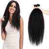 #1B Black Bundles Human Hair Yaki Straight Bundles 14 16 18 Inch Unprocessed Brazilian Virgin Remy Hair 3 Bundle Natural Black Kinky Straight Human Hair Extensions 50 Gram Per Bundle view 1