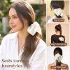 French Satin Pearl Scrunchie, Square Scarf Style Hair Tie with Fine Workmanship, High Elastic Accessory (White) view 2