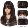 Nuxovin Brown Real Hair Wigs Long Straight with Fringe Ombre Wigs Human Hair Heat Resistant for Daily and Party Use (18 inch,Brown) view 3