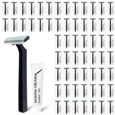 Lomgwumy Disposable Razors Bulk, With Shaving Cream, Black (60-PACK)