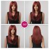 Nuxovin Wine Red Real Hair Wigs Long Straight Layered Burgundy with Fringe Wigs Human Hair for Daily Party Cosplay Use (Wine Red,20 inch) view 2