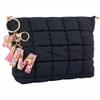 CECKQUE Black Puffer Quilted Makeup Bag for Women with Wrist Straps - 10" Roomy Puffy Cosmetic Pouch, Travel Toiletry Organizer Bag (BK-Le-M1) view 1