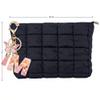 CECKQUE Black Puffer Quilted Makeup Bag for Women with Wrist Straps - 10" Roomy Puffy Cosmetic Pouch, Travel Toiletry Organizer Bag (BK-Le-M1) view 2