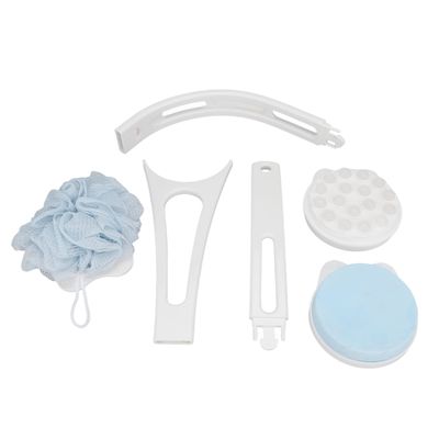 Multifunctional Shower Brush Set, Bath Brush with Long Handle, 3 in 1 Body Scrubber for Exfoliation and Massage, Includes Sponge Loofah and Applicator Brush Heads for Back Cleaning