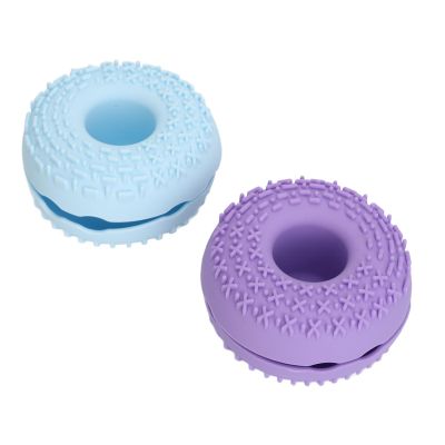 2pcs Makeup Brushes Cleansing Bowl, Silicone Makeup Brush Cleaner, Cute Shaped Soft Silicone Cosmetic Brushes Washing Tool with Raised Design and Card Slot, Foldable Makeup Brush C