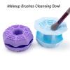 2pcs Makeup Brushes Cleansing Bowl, Silicone Makeup Brush Cleaner, Cute Shaped Soft Silicone Cosmetic Brushes Washing Tool with Raised Design and Card Slot, Foldable Makeup Brush C view 3