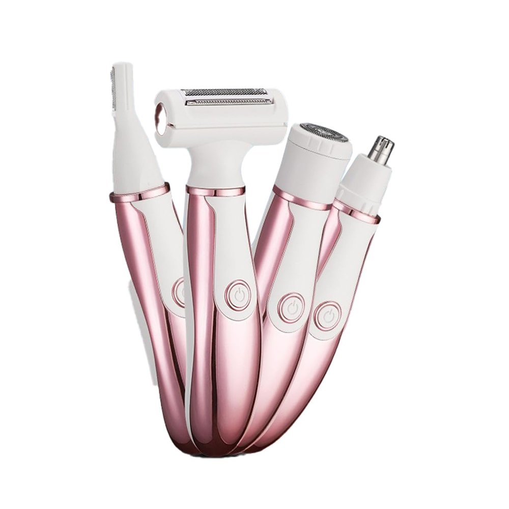 RYTM Four-in-one Electric Hair Remover, Facial Hair Remover, Shaver, Ladies Hair Remover, Smooth Hair Remover, Suitable for Facial Bikini Legs and arms. (Pink and White)