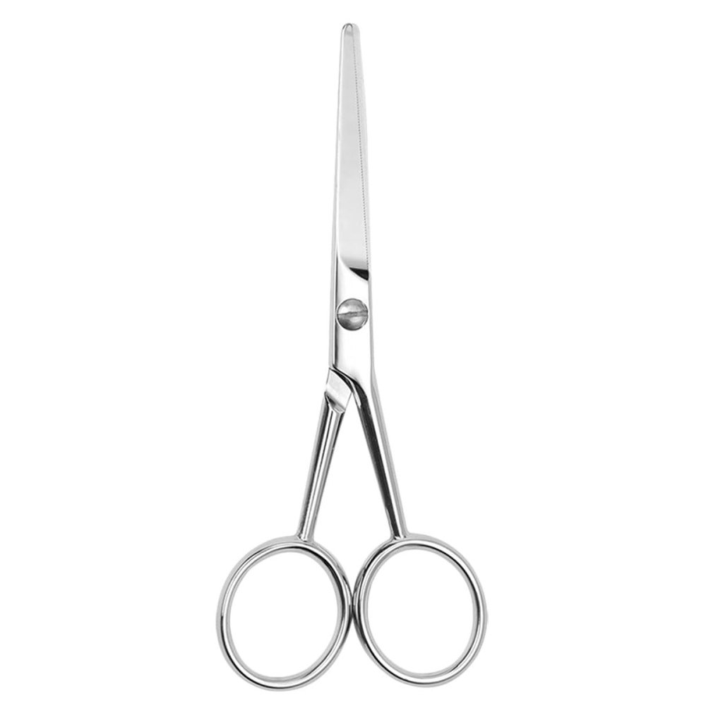 ABOOFAN Stainless Steel Beard Scissors with Teeth Anti-slip Grooming Scissors for Men Mustache Trimming Facial Hair Care Silver