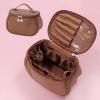 Gooddyiyukey Make Up Bag, PU Leather Zipper Large Capacity Portable Cosmetic Bags with Divider and Handle,Waterproof Fashion Aesthetic Cute Toiletry Bags for Women,Daughter,Wife,Girlfriend,Teen view 3