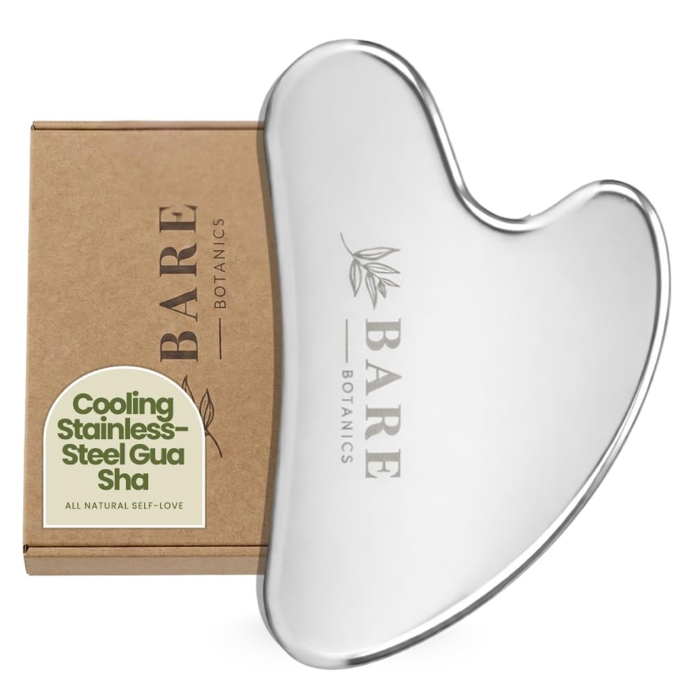 BARE BOTANICS Steel Gua Sha Facial Tool - Face Depuff & Lymphatic Drainage