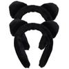 VILLCASE Plush Cat Ear Face Washing Headband 2pcs Black Wide Soft Hairbands for Makeup Skincare Spa Shower Wrap Women Hair Accessories view 1