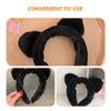 VILLCASE Plush Cat Ear Face Washing Headband 2pcs Black Wide Soft Hairbands for Makeup Skincare Spa Shower Wrap Women Hair Accessories view 3