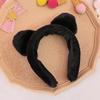VILLCASE Plush Cat Ear Face Washing Headband 2pcs Black Wide Soft Hairbands for Makeup Skincare Spa Shower Wrap Women Hair Accessories view 4