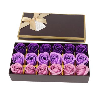 ANKROYU Luxury Rose Soap Handmade Romantic Purple Gradient Rose Shaped Bath Soap Gift Set for Valentine Day Mother Day Christmas Wedding Anniversary Home Decoration 18 Roses in Ele