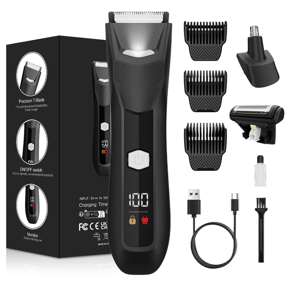 Body Hair Trimmer for Men, 3 in 1 Electric Ball Groin Razor Shaver
