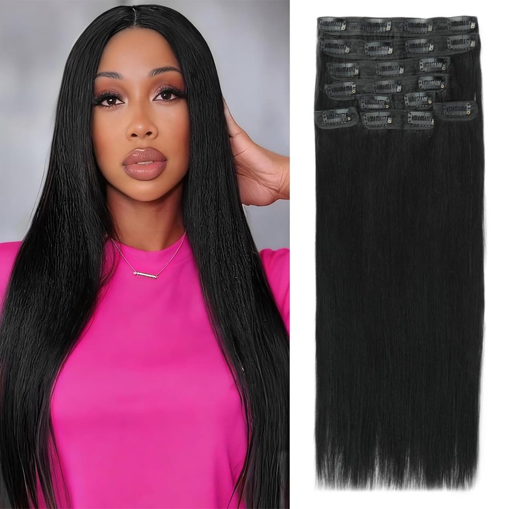 18 Inch Clip in Hair Extensions Real Human Hair For Women 100g/36oz 8Pcs Natural Black 100% Brazilian Remy Human Hair Extensions clip ins 20 Clips