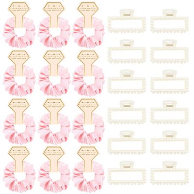 Bridesmaid Proposal Gifts 24Pcs Hair Scrunchies & Pearl Hair Clips