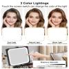 Relavel Birthday Gifts for Women Teen Girls, Initial Makeup Bag with LED Mirror Personalized Cosmetic Bag Travel Organizer Train Case, Teacher Graduation Gift Teen Girl Gifts Trendy Stuff, Black D view 3